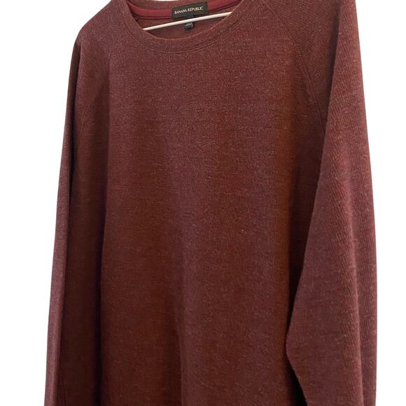 𝅺Banana Republic Men's XXL Staple Heathered Burgundy Long Sleeve Knit Pullover - Picture 2 of 5